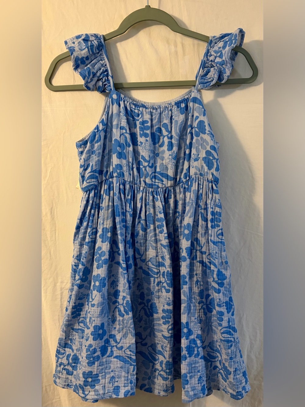 Bluey Girl’s Floral Ruffle-Shoulder Sundress